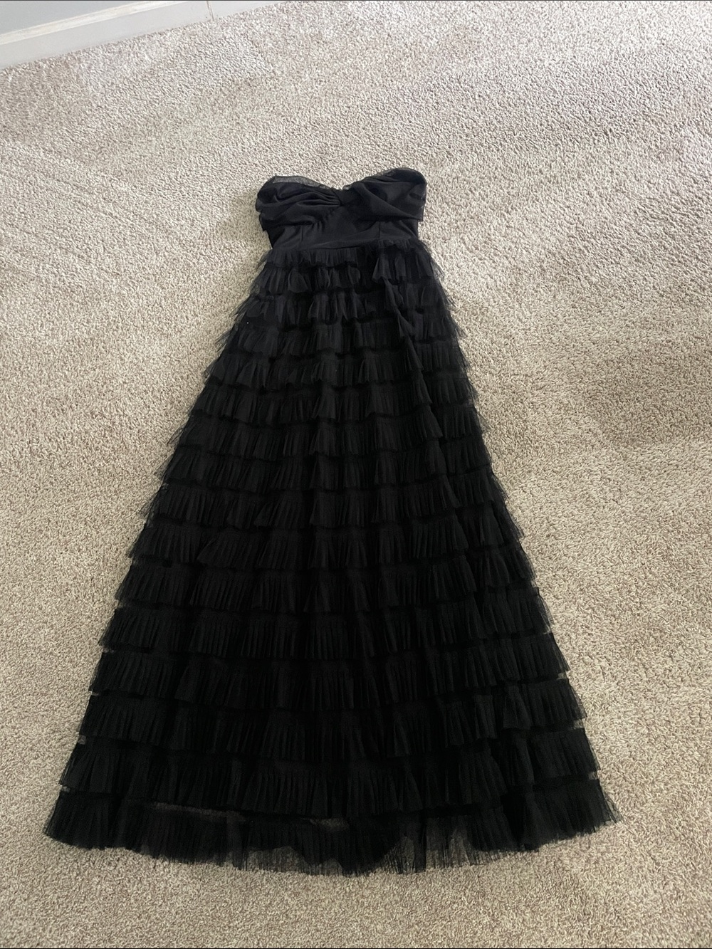 Hello Molly Black Strapless Tiered Tulle Gown